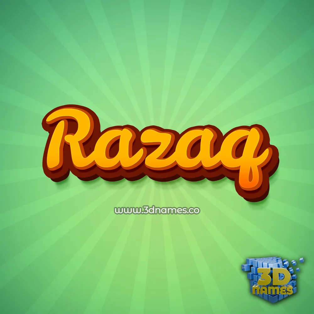 razaq in Green Rays style - 3D name wallpaper