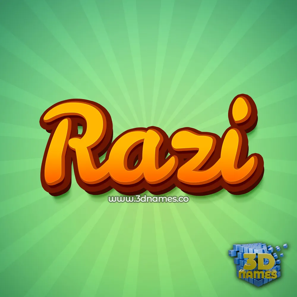 razi in Green Rays style - 3D name wallpaper