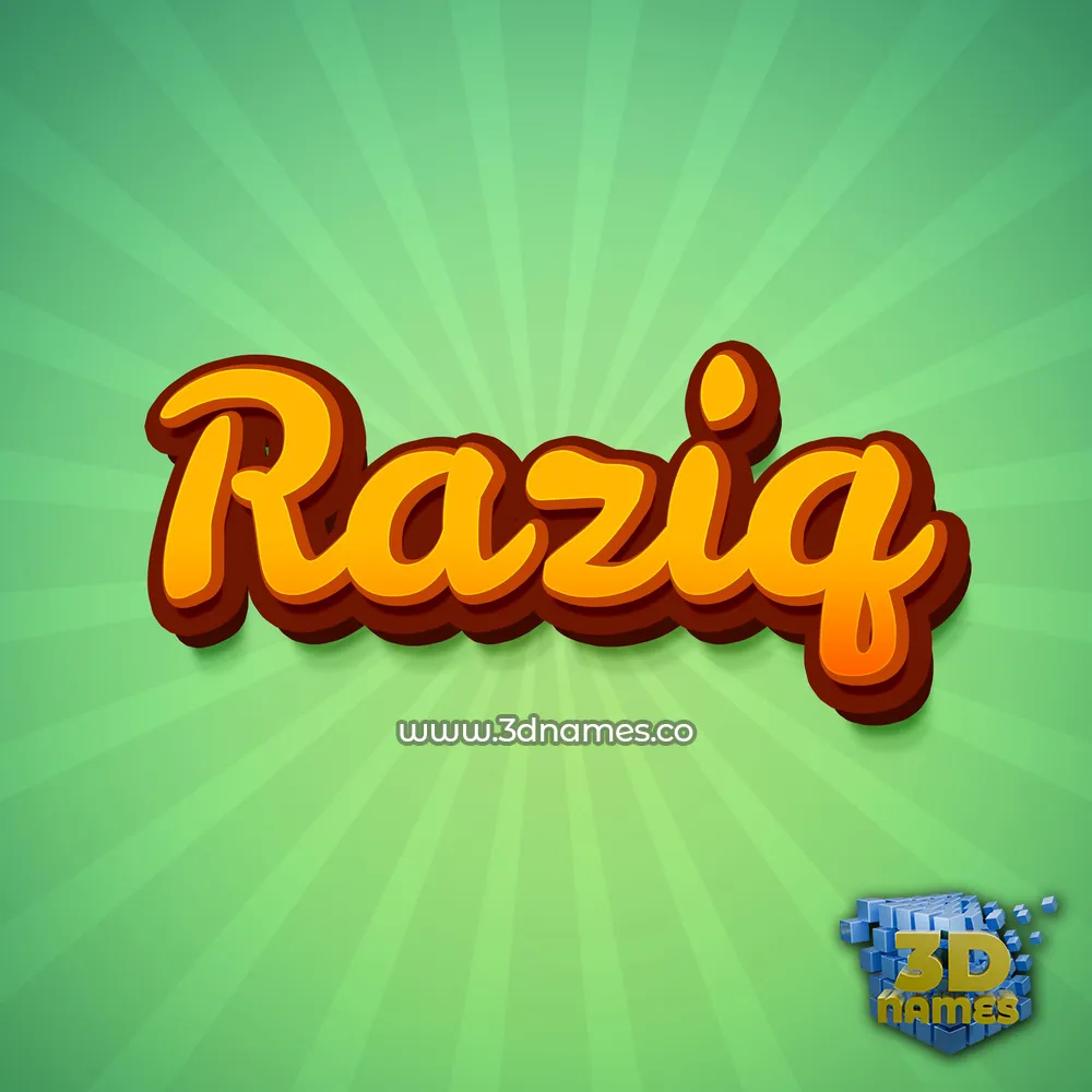 raziq in Green Rays style - 3D name wallpaper