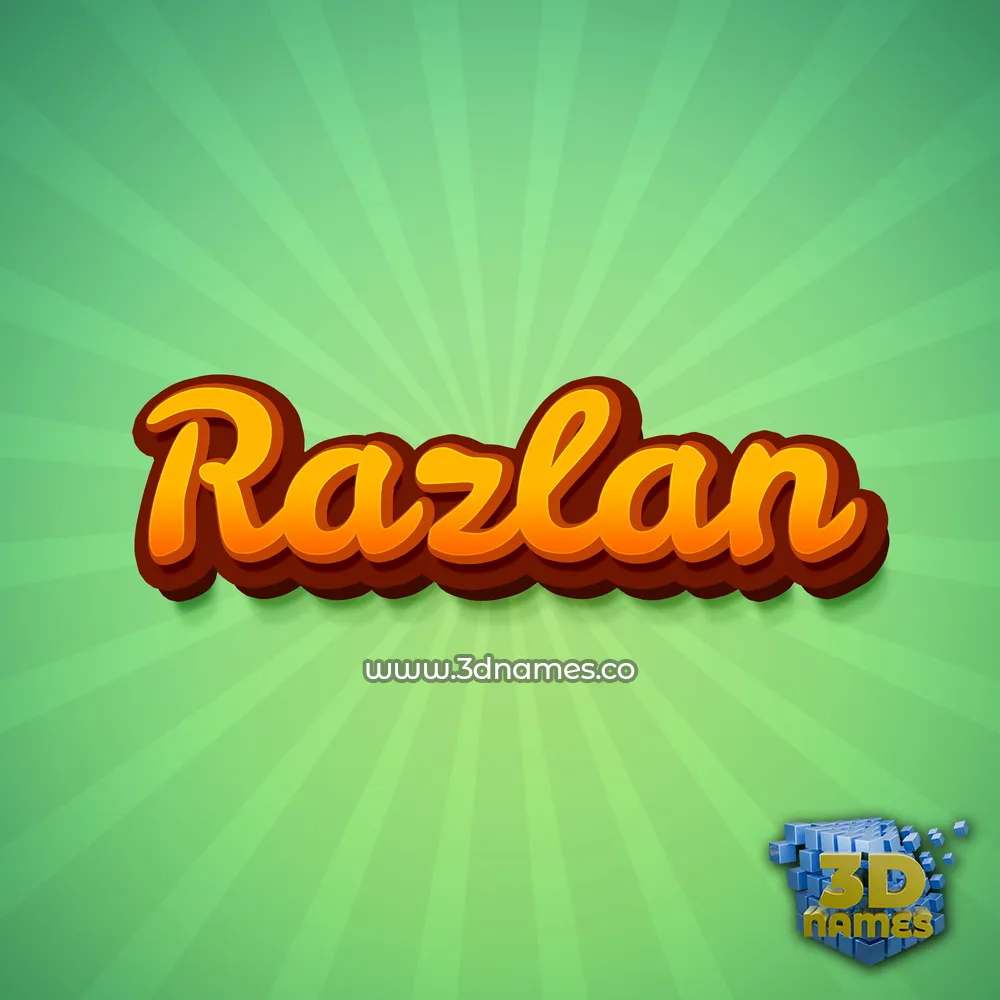 razlan in Green Rays style - 3D name wallpaper