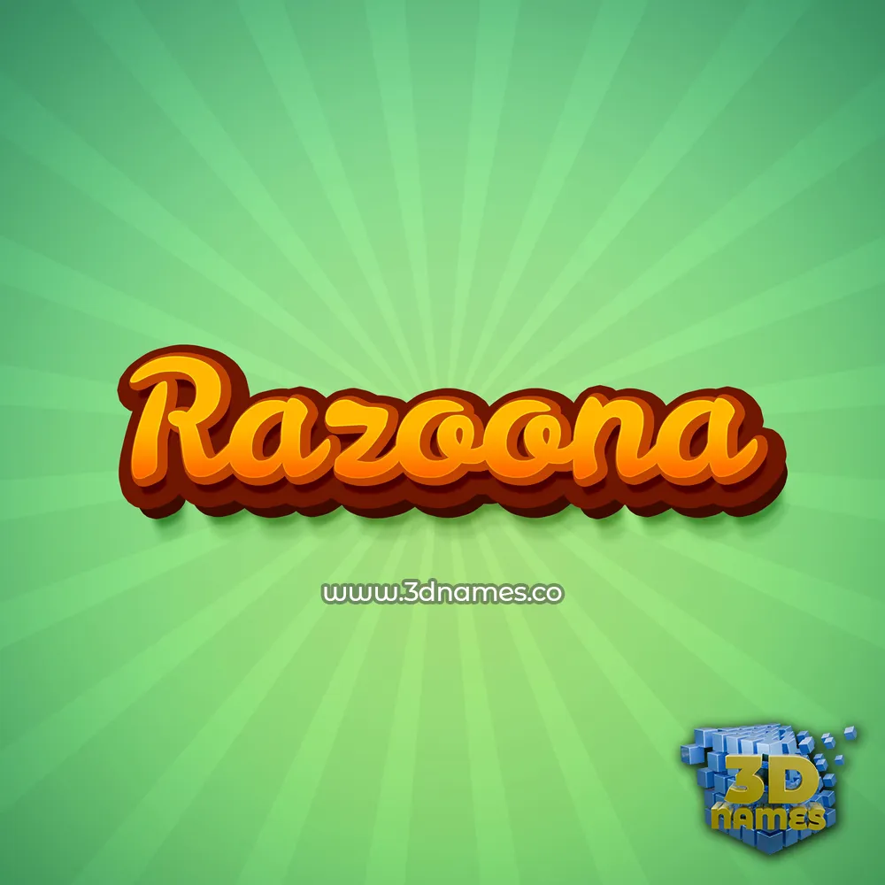 razoona in Green Rays style - 3D name wallpaper