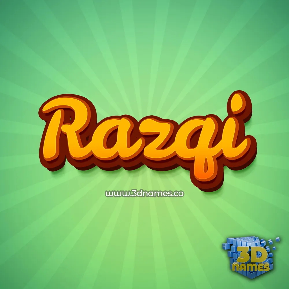 razqi in Green Rays style - 3D name wallpaper