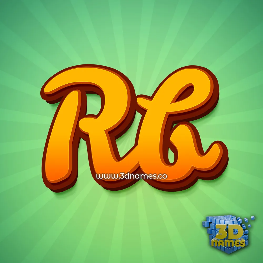 rb in Green Rays style - 3D name wallpaper