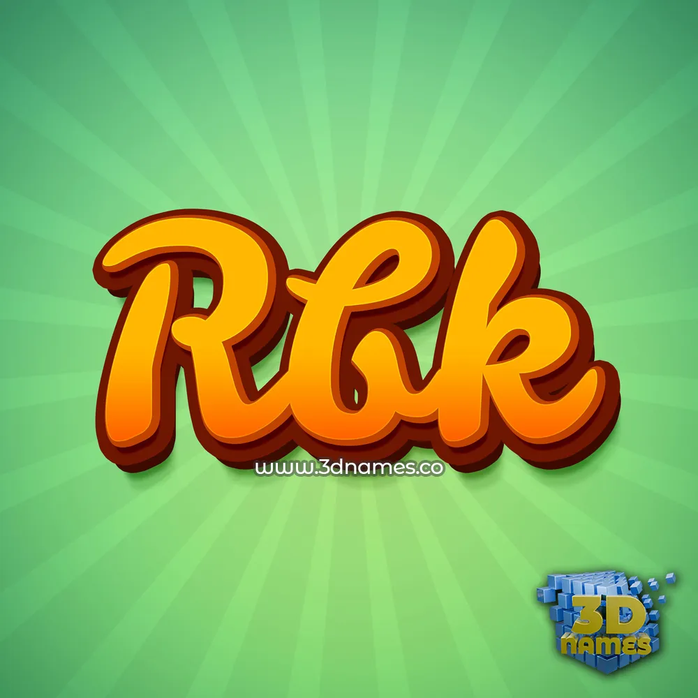 rbk in Green Rays style - 3D name wallpaper