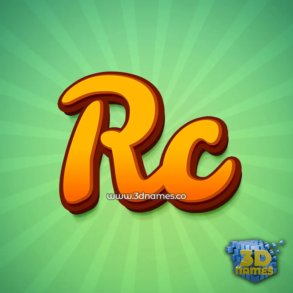 rc in Green Rays style - 3D name wallpaper