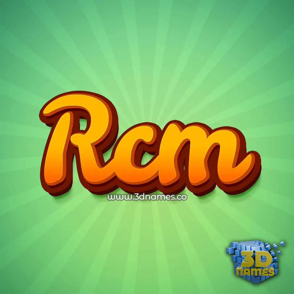rcm in Green Rays style - 3D name wallpaper