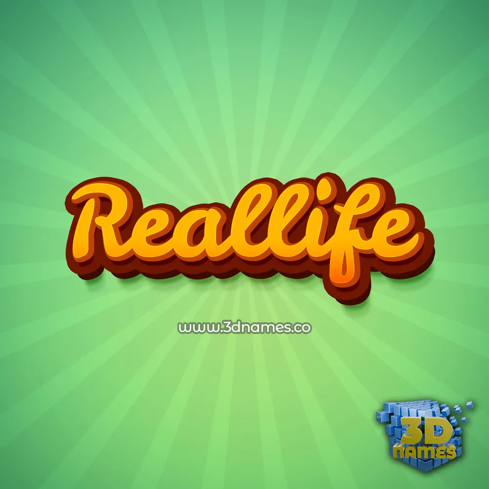 reallife in Green Rays style - 3D name wallpaper