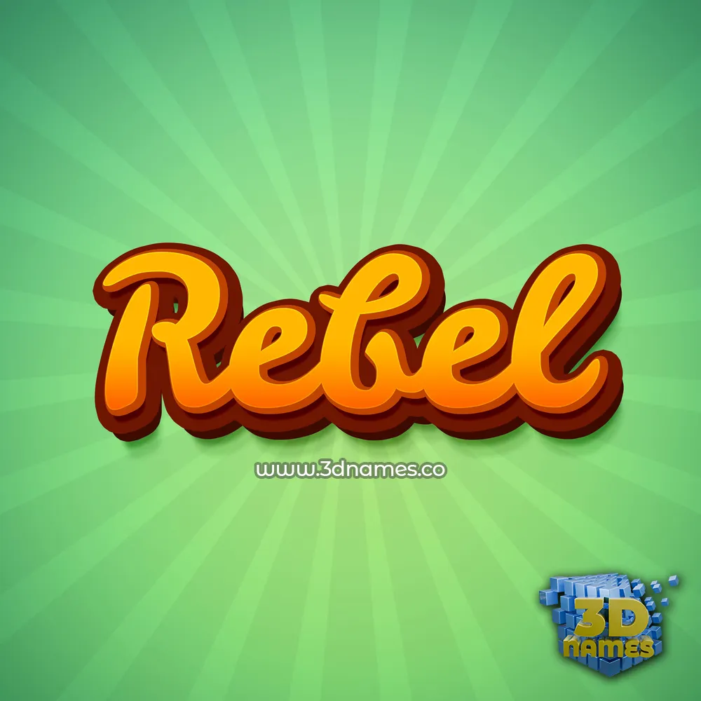 rebel in Green Rays style - 3D name wallpaper