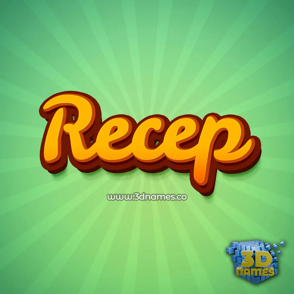 recep in Green Rays style - 3D name wallpaper