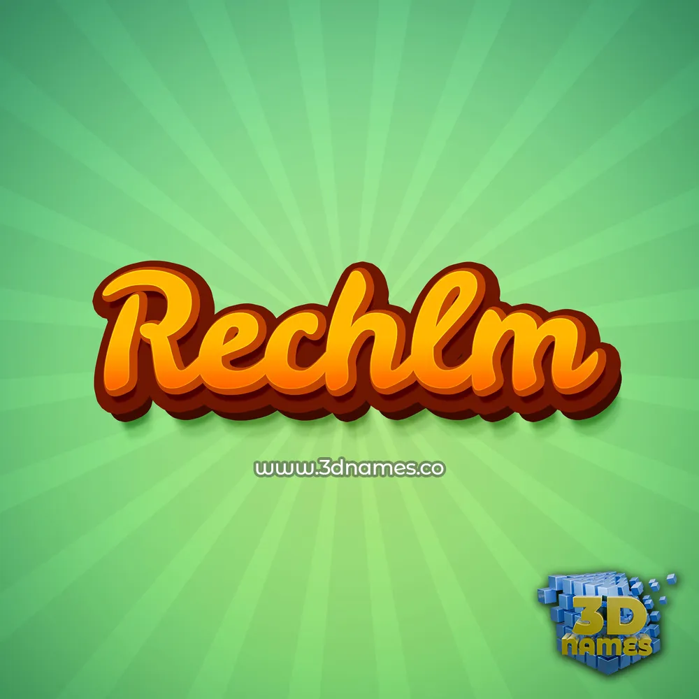 rechlm in Green Rays style - 3D name wallpaper