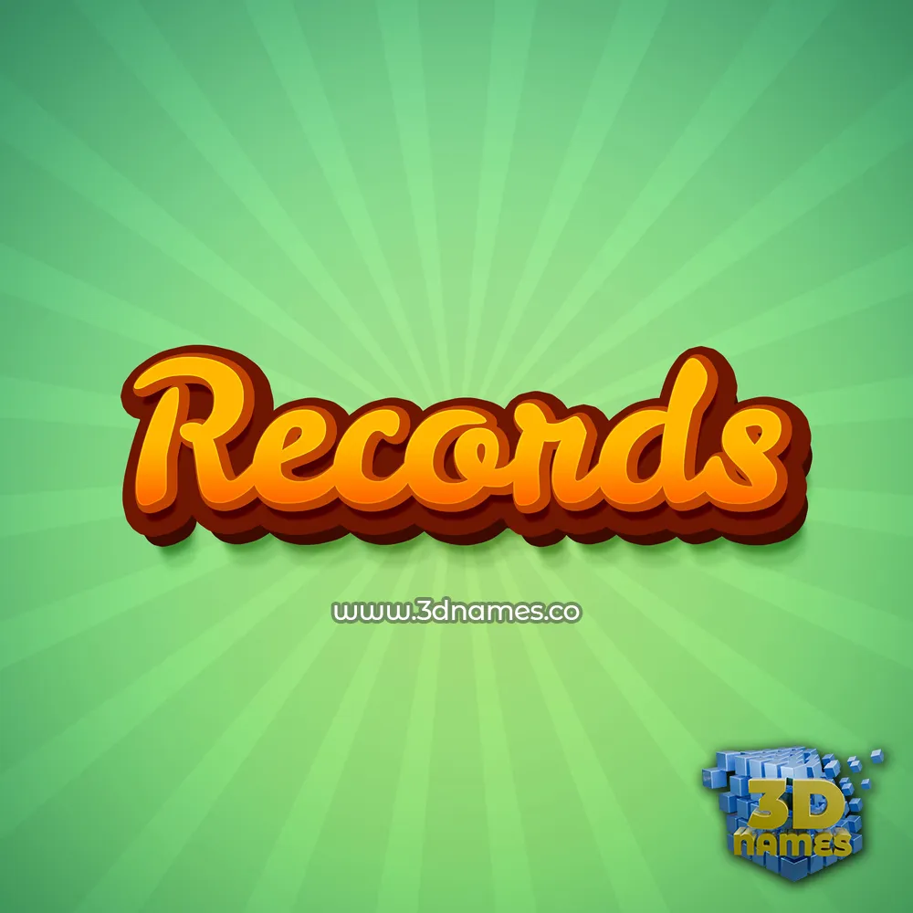 records in Green Rays style - 3D name wallpaper