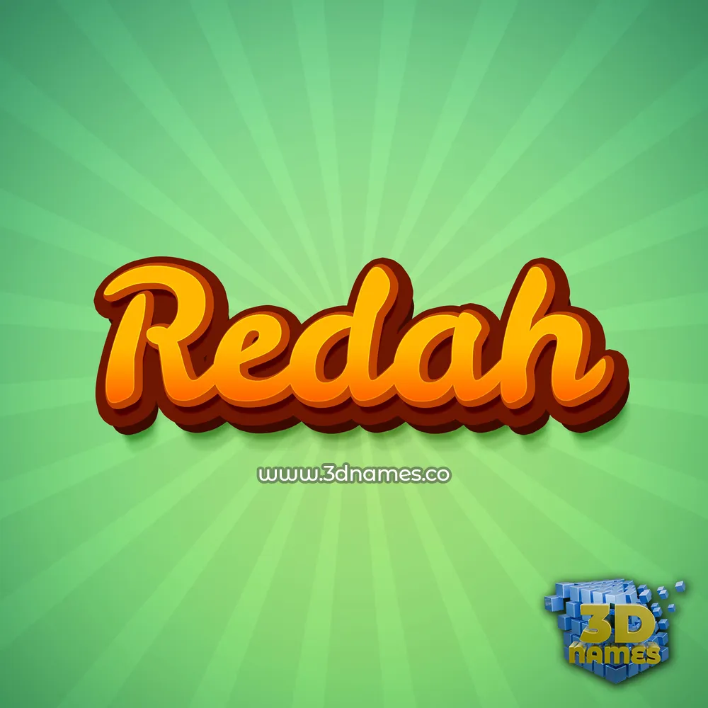 redah in Green Rays style - 3D name wallpaper