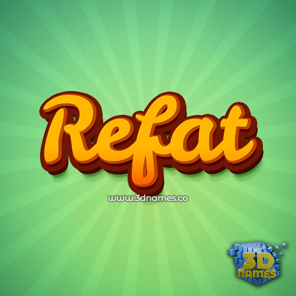 refat in Green Rays style - 3D name wallpaper