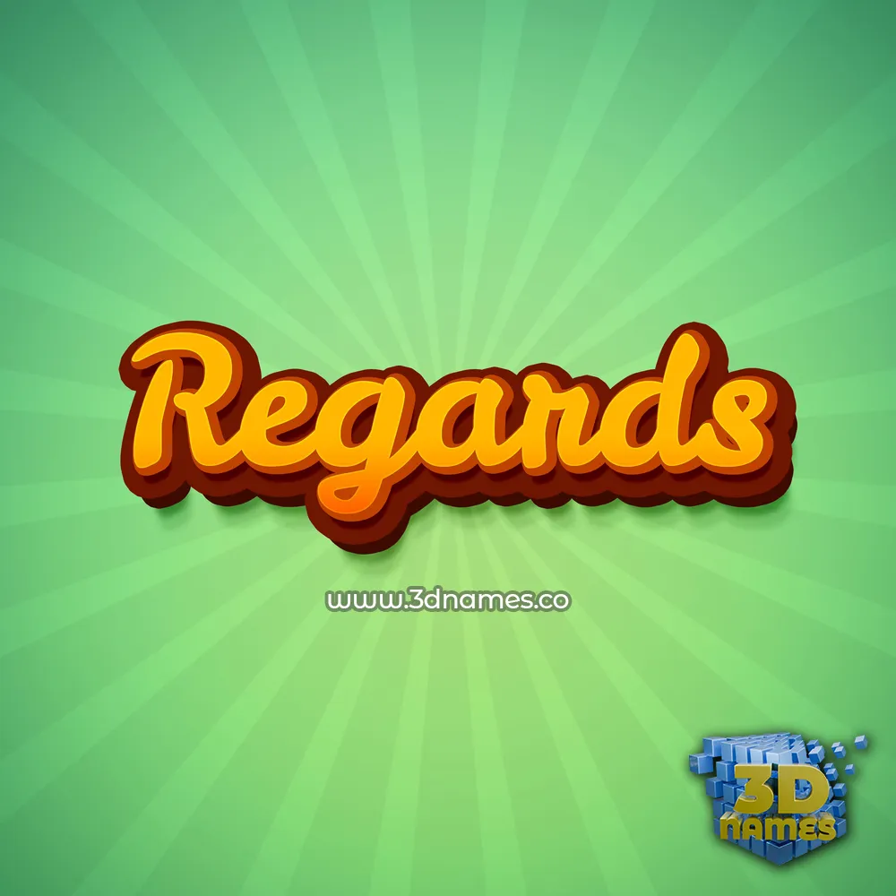 regards in Green Rays style - 3D name wallpaper