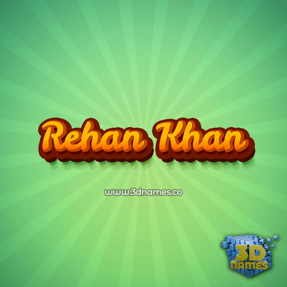 rehan khan in Green Rays style - 3D name wallpaper