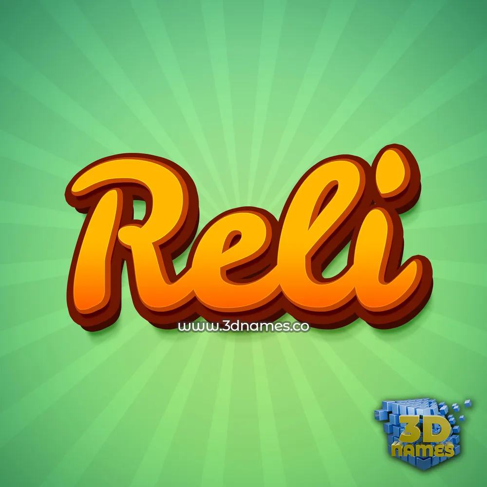 reli in Green Rays style - 3D name wallpaper