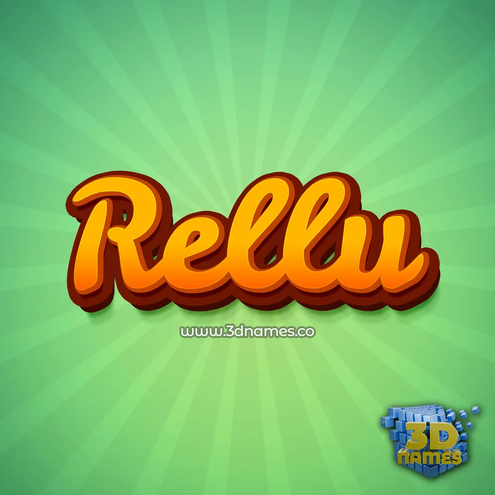 rellu in Green Rays style - 3D name wallpaper