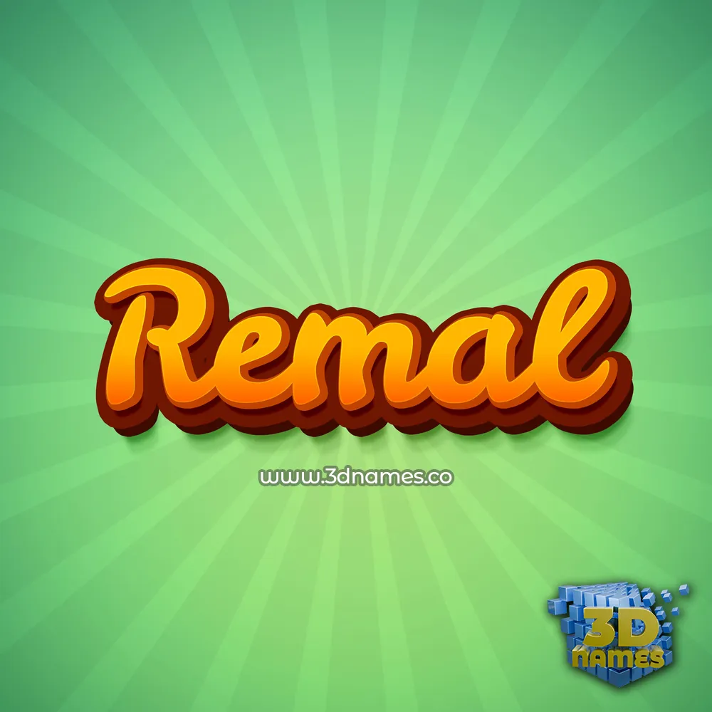 remal in Green Rays style - 3D name wallpaper