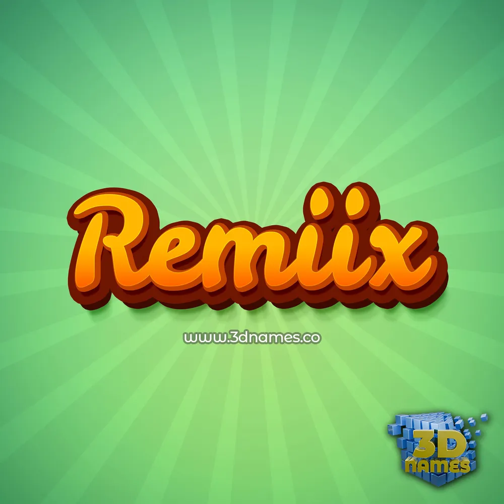 remiix in Green Rays style - 3D name wallpaper