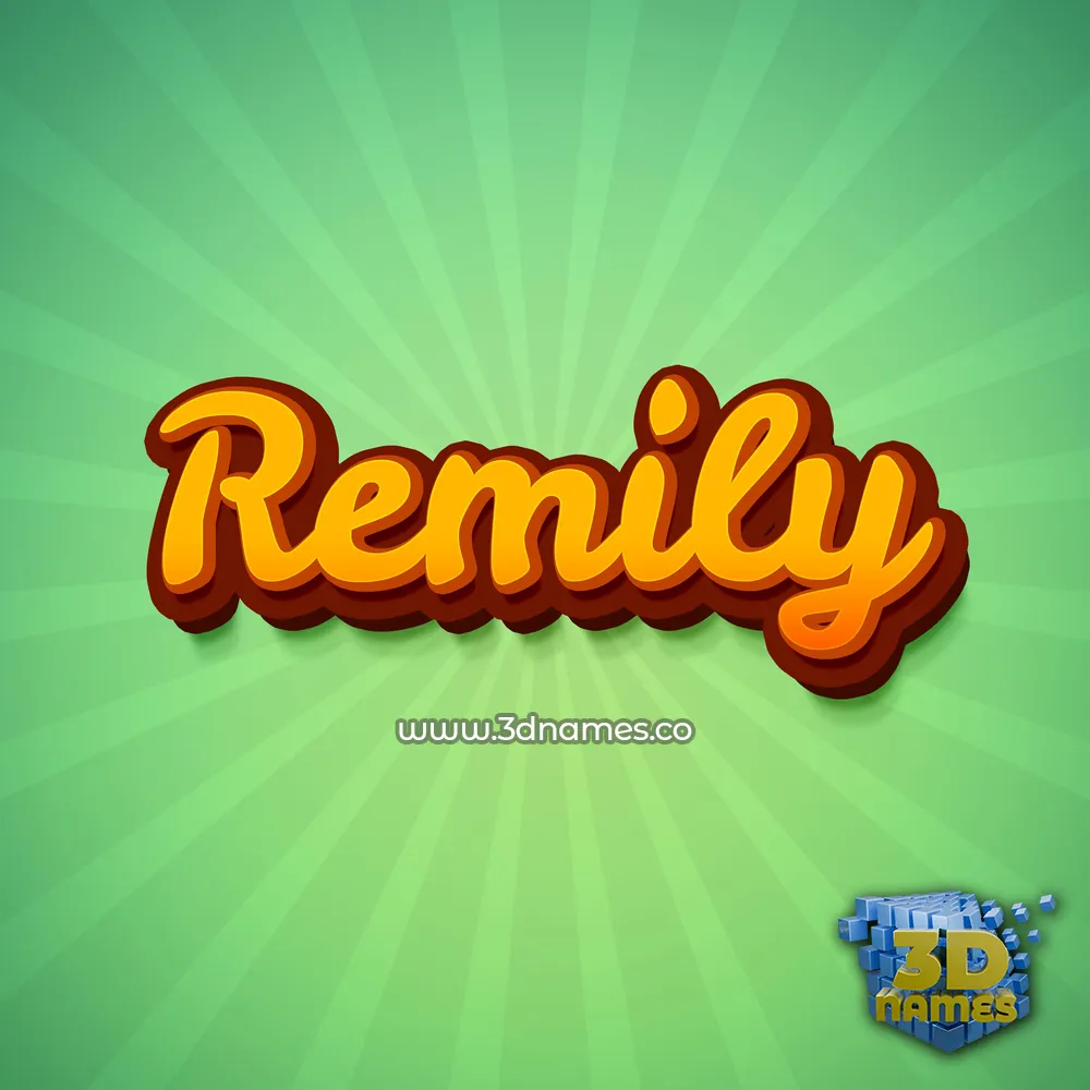 remily in Green Rays style - 3D name wallpaper