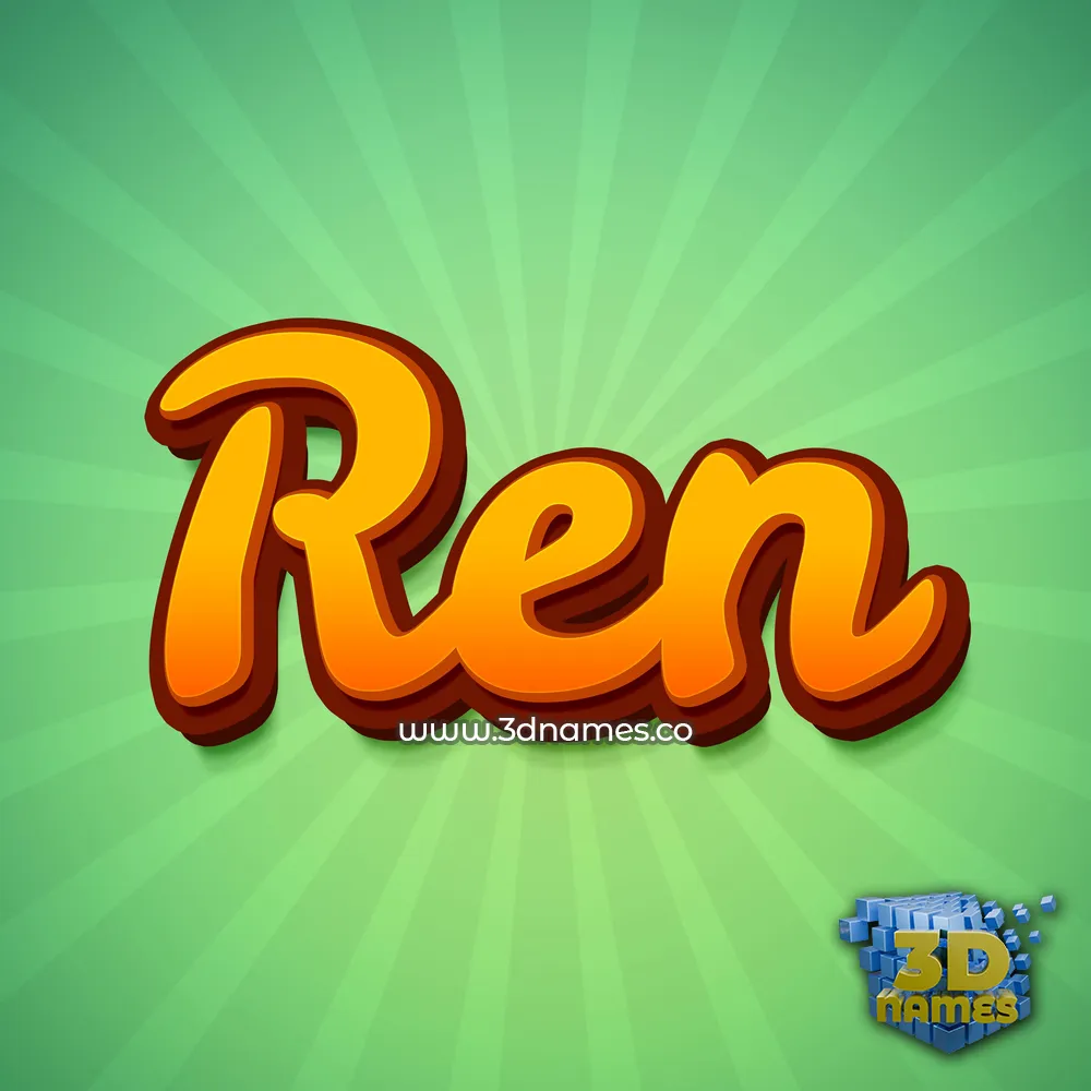 ren in Green Rays style - 3D name wallpaper