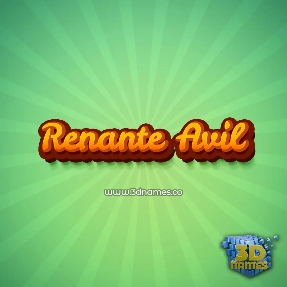 renante avil in Green Rays style - 3D name wallpaper