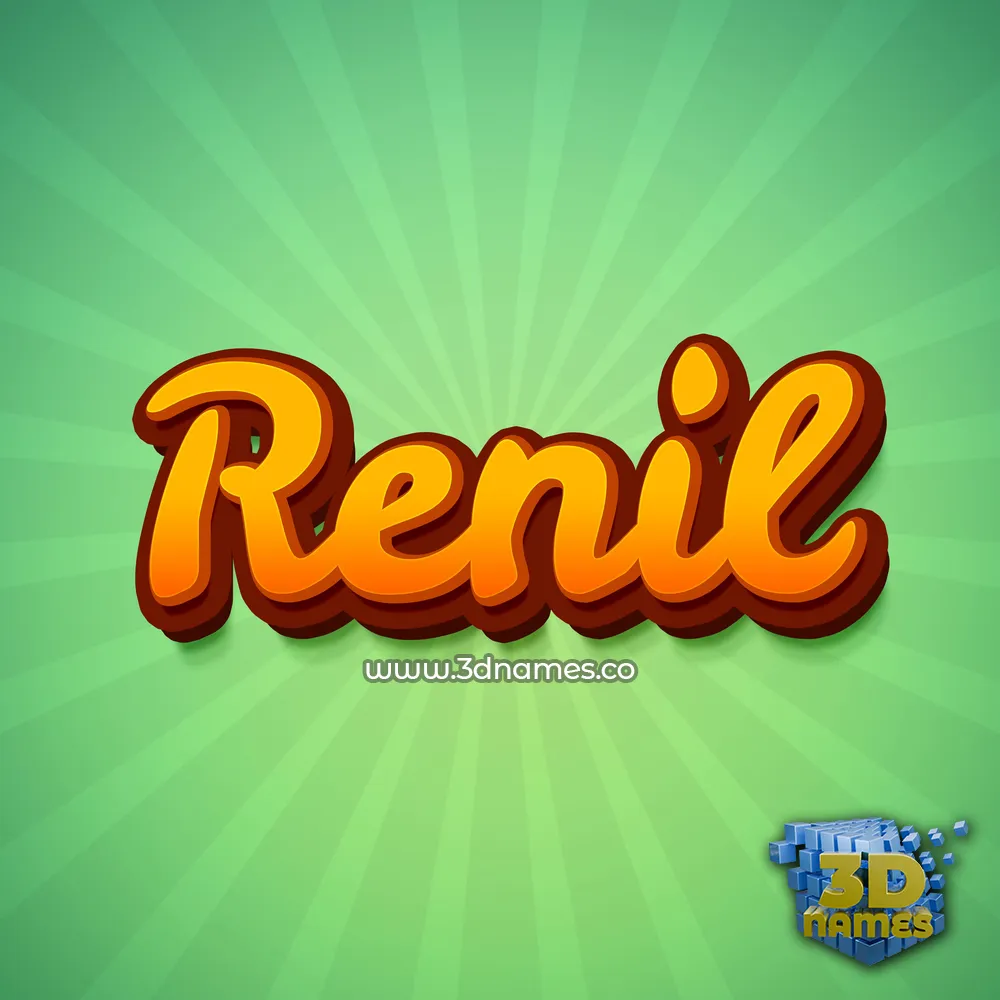 renil in Green Rays style - 3D name wallpaper
