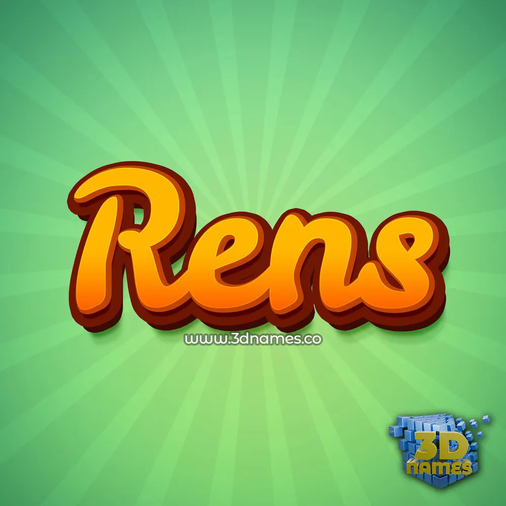 rens in Green Rays style - 3D name wallpaper