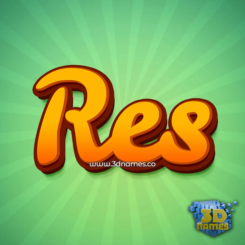 res in Green Rays style - 3D name wallpaper