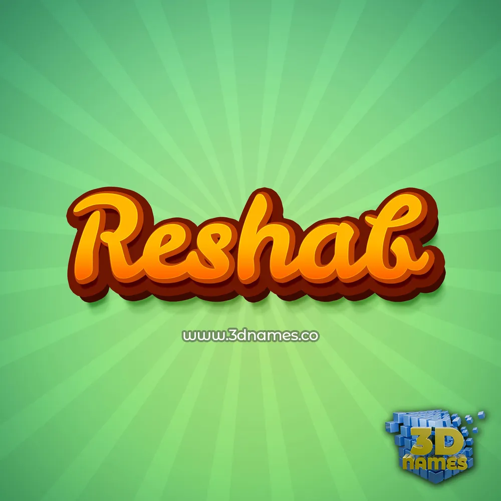 reshab in Green Rays style - 3D name wallpaper