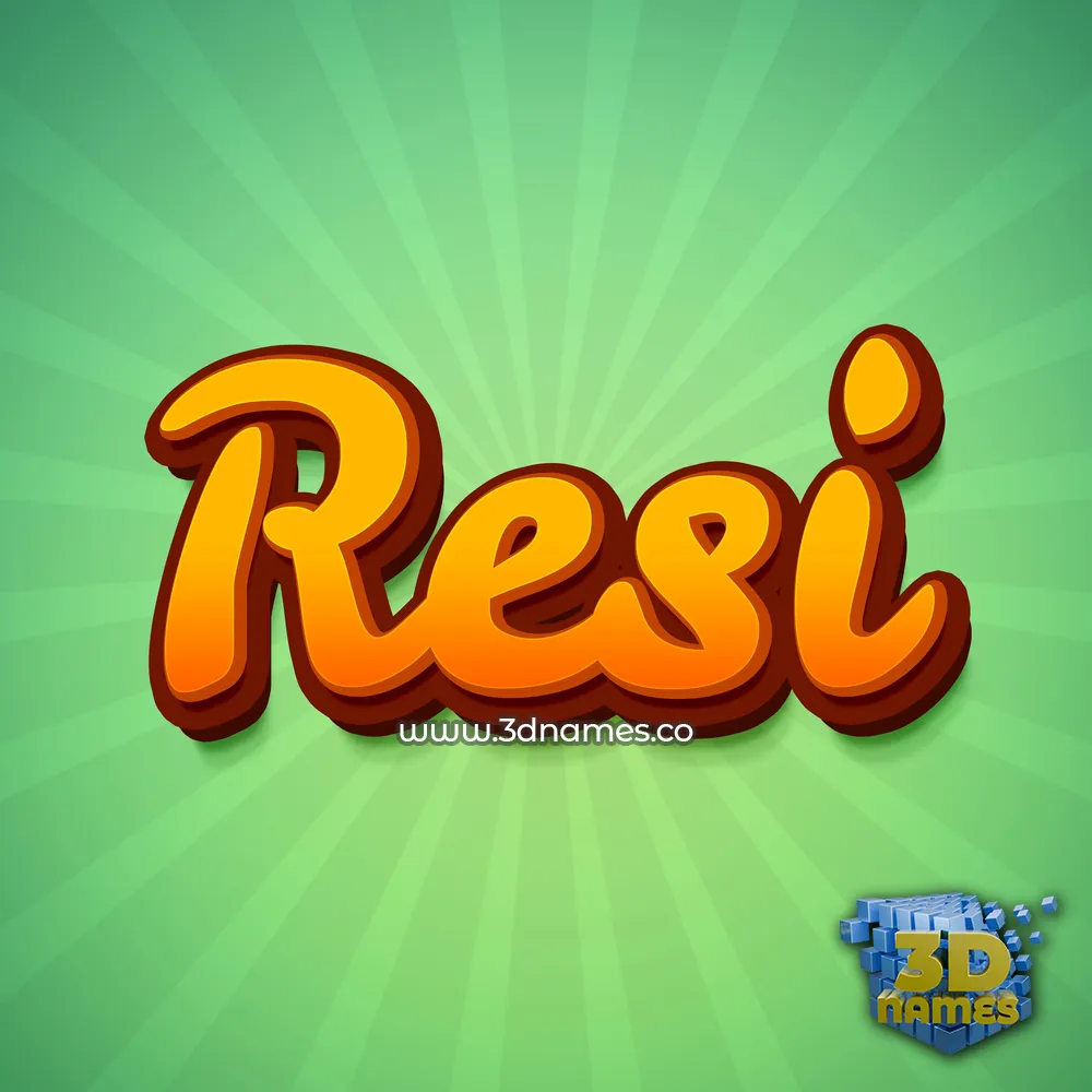 resi in Green Rays style - 3D name wallpaper