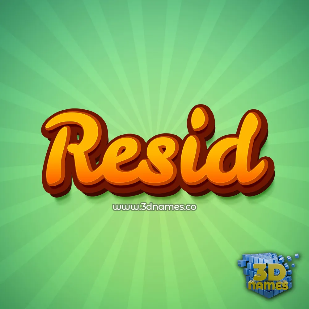 resid in Green Rays style - 3D name wallpaper