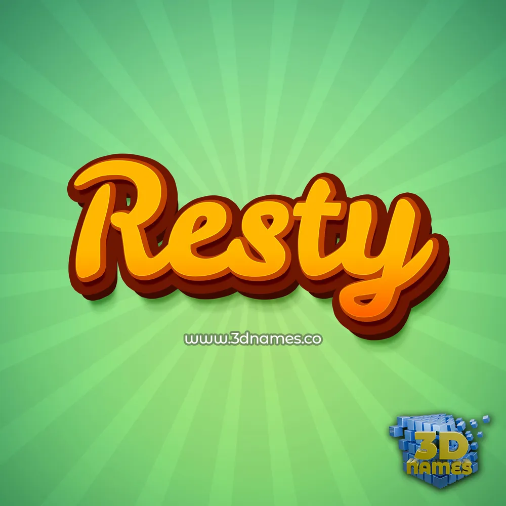 resty in Green Rays style - 3D name wallpaper