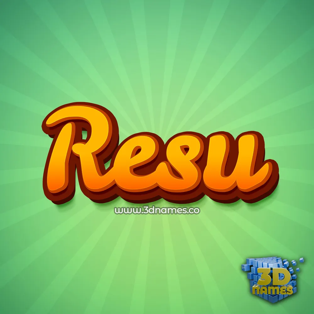 resu in Green Rays style - 3D name wallpaper