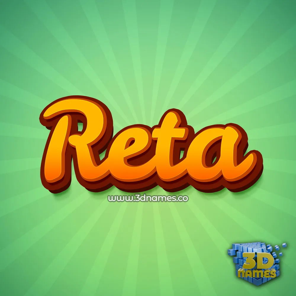 reta in Green Rays style - 3D name wallpaper