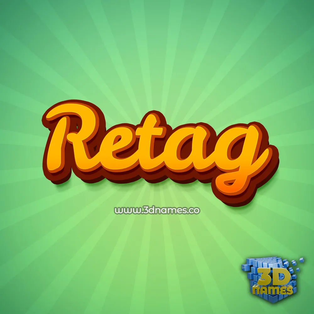 retag in Green Rays style - 3D name wallpaper