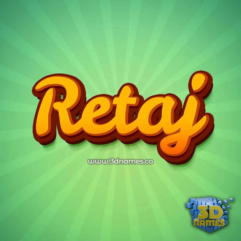 retaj in Green Rays style - 3D name wallpaper