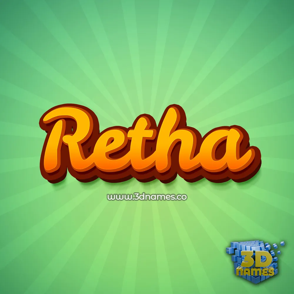 retha in Green Rays style - 3D name wallpaper