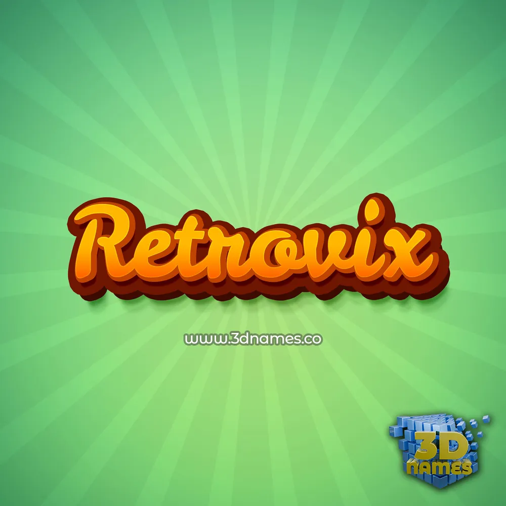 retrovix in Green Rays style - 3D name wallpaper