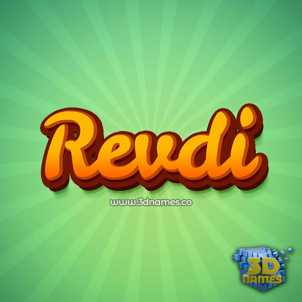 revdi in Green Rays style - 3D name wallpaper