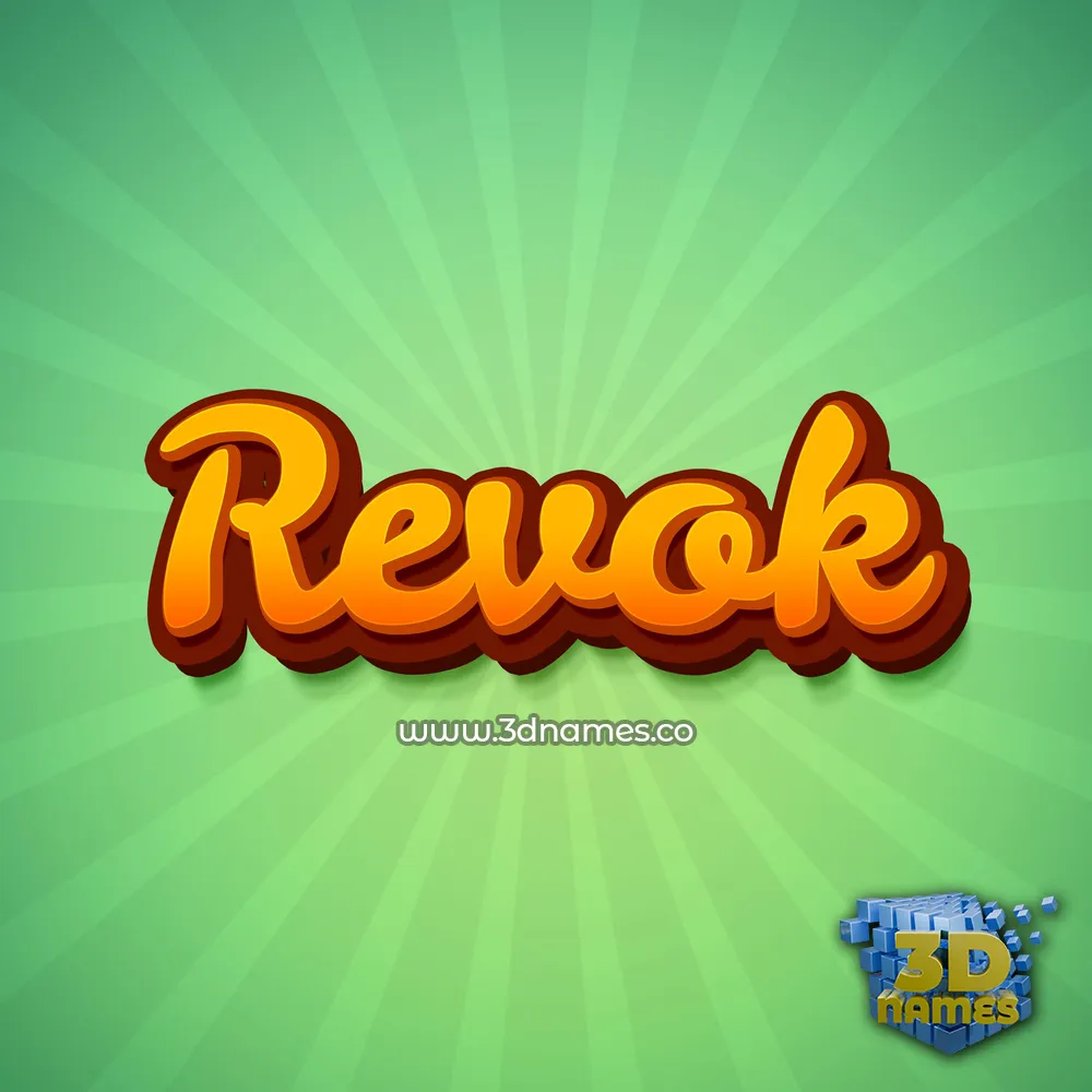 revok in Green Rays style - 3D name wallpaper