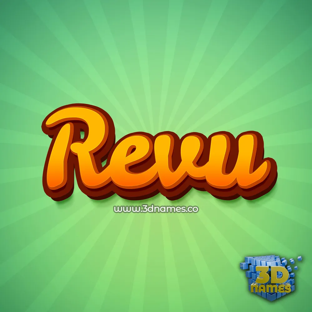 revu in Green Rays style - 3D name wallpaper
