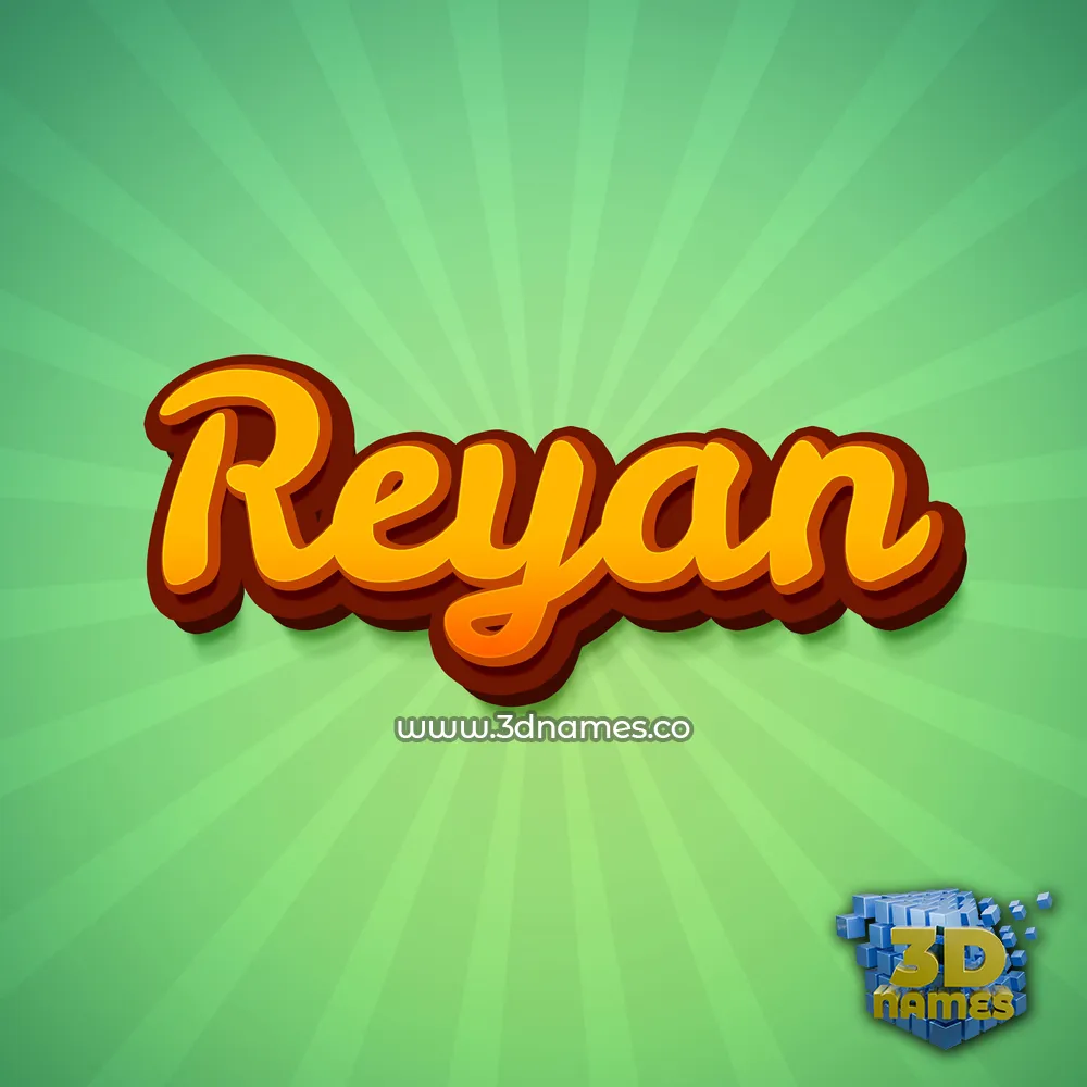 reyan in Green Rays style - 3D name wallpaper