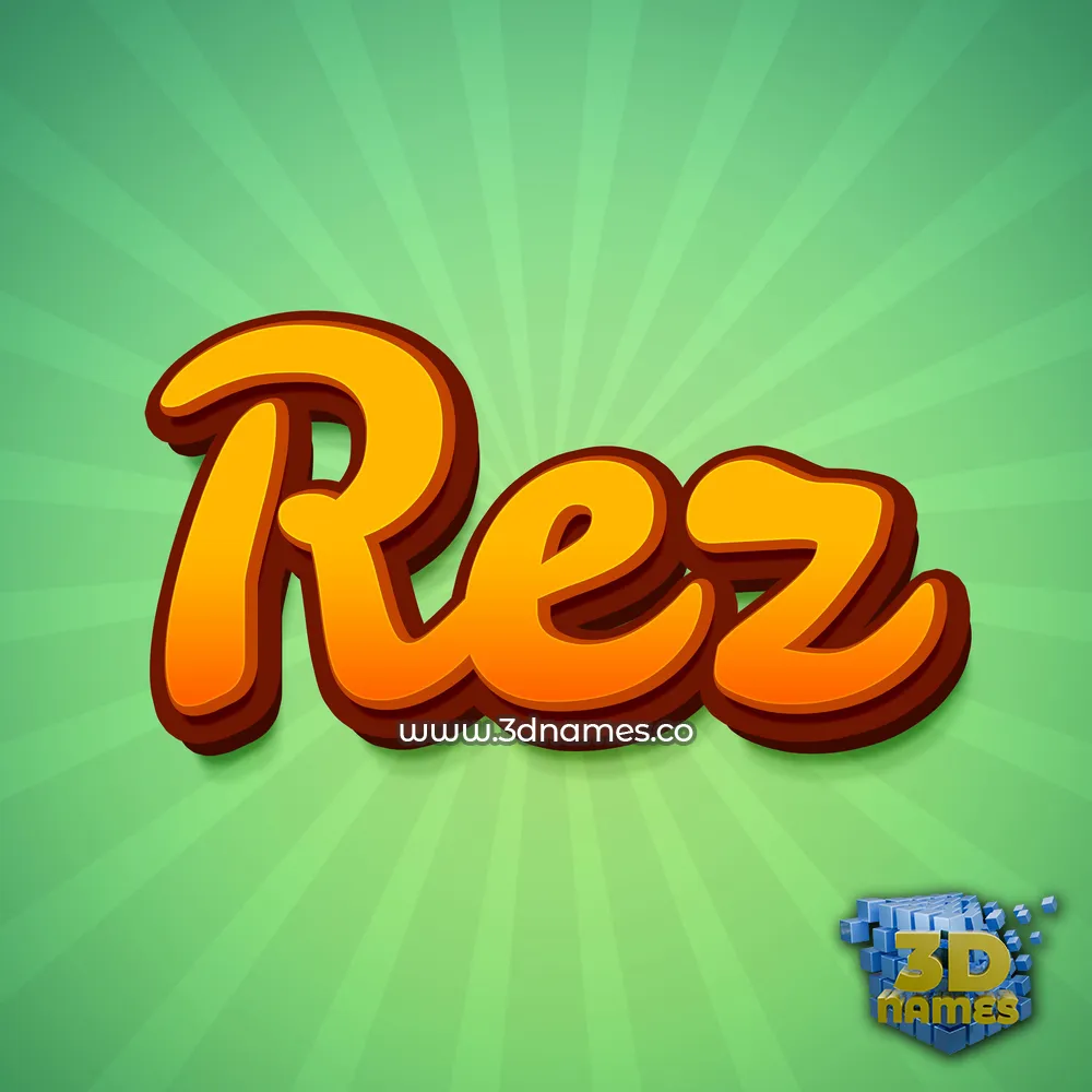 rez in Green Rays style - 3D name wallpaper