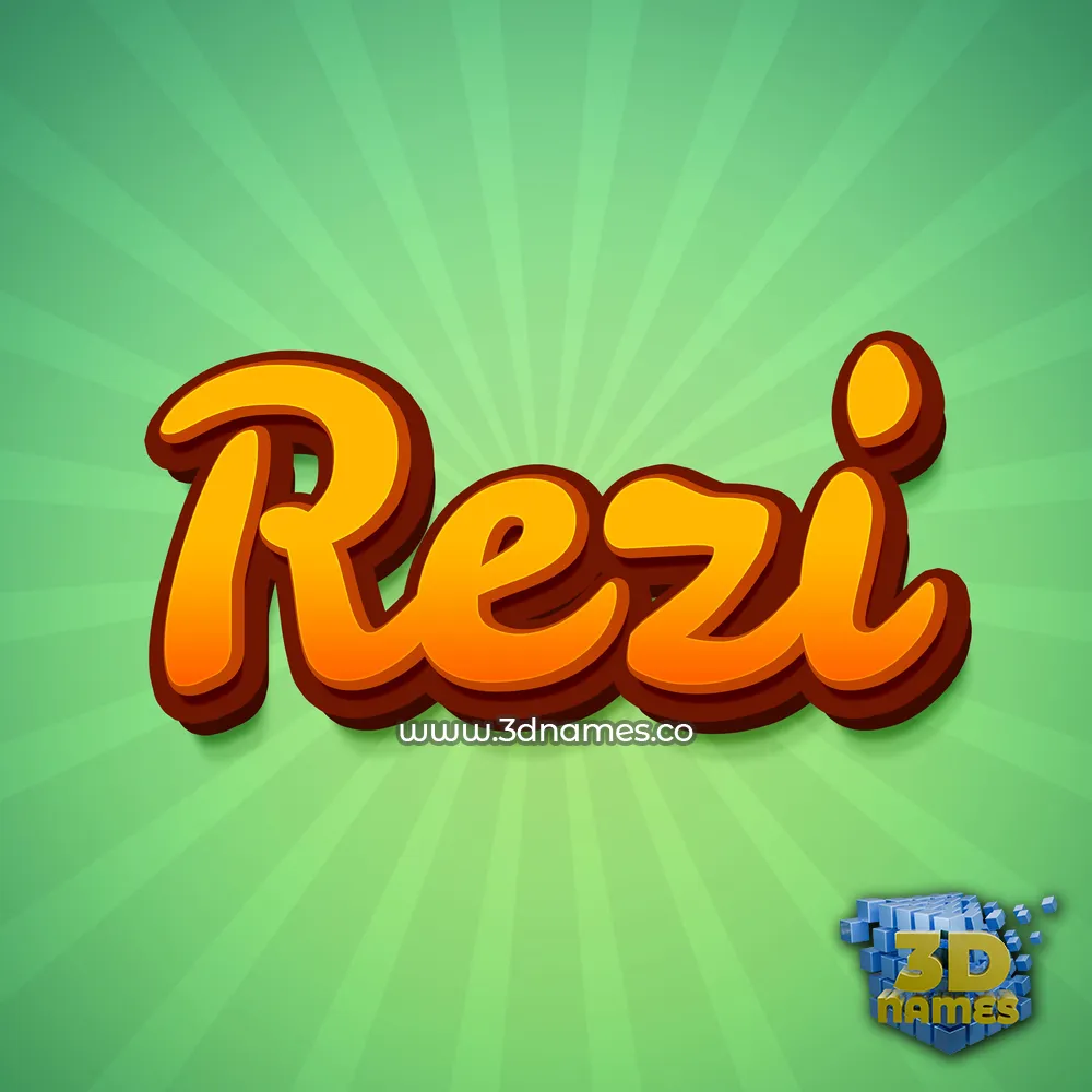 rezi in Green Rays style - 3D name wallpaper