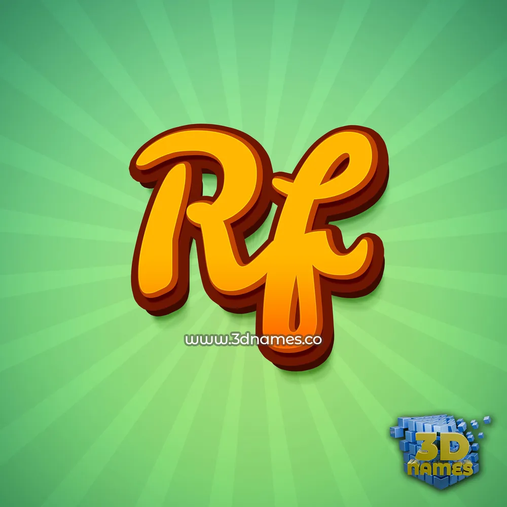 rf in Green Rays style - 3D name wallpaper
