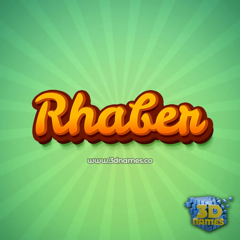rhaber in Green Rays style - 3D name wallpaper