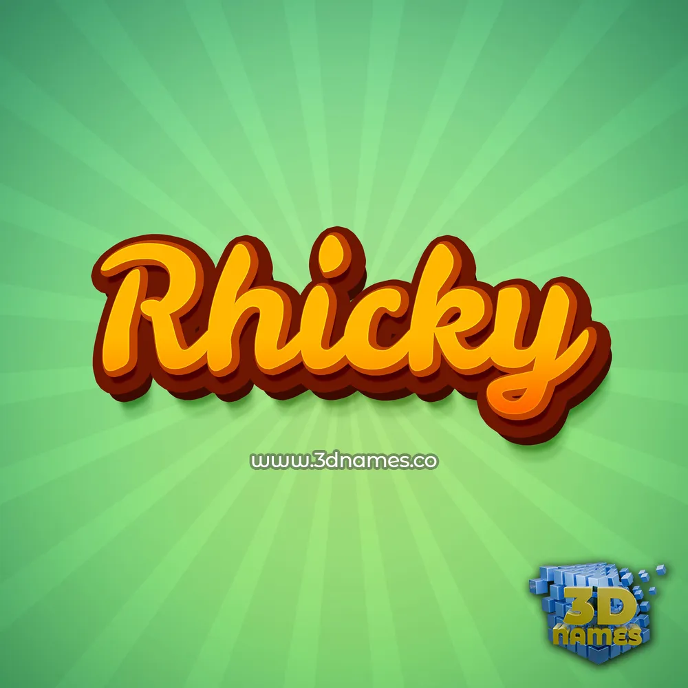 rhicky in Green Rays style - 3D name wallpaper