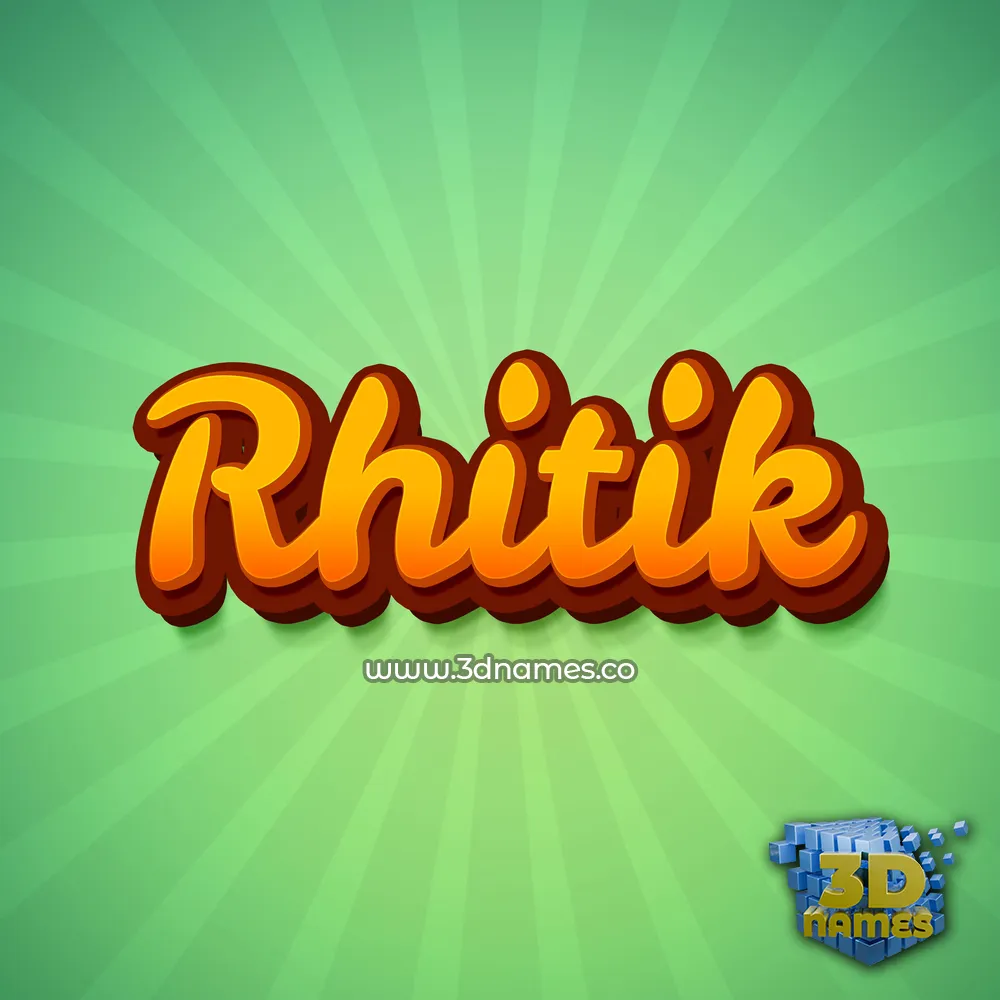 rhitik in Green Rays style - 3D name wallpaper