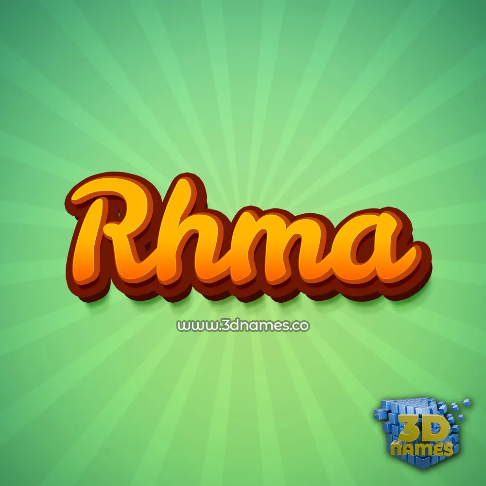 rhma in Green Rays style - 3D name wallpaper